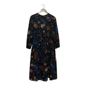 Weekend Women's Dark Floral Midi Maxi Dress Smocked Modest Size Small Long